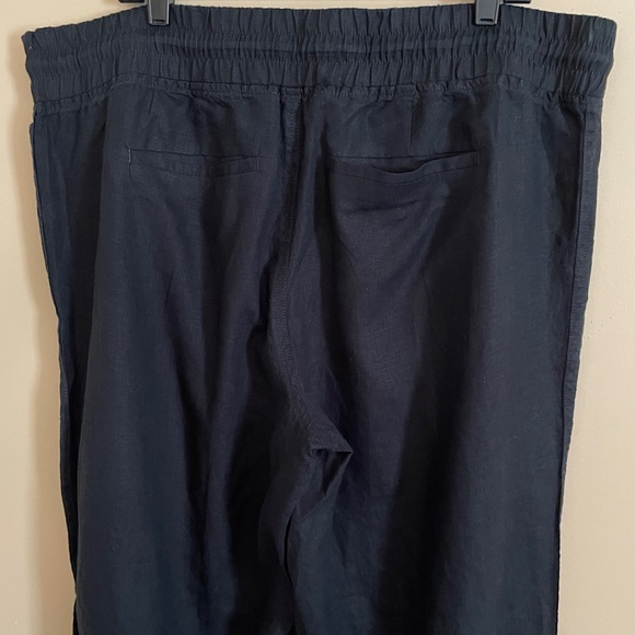 Athleta Black Cabo Linen Wide Leg Pants 18 Elastic Waist Drawstring Vacation - Picture 4 of 13
